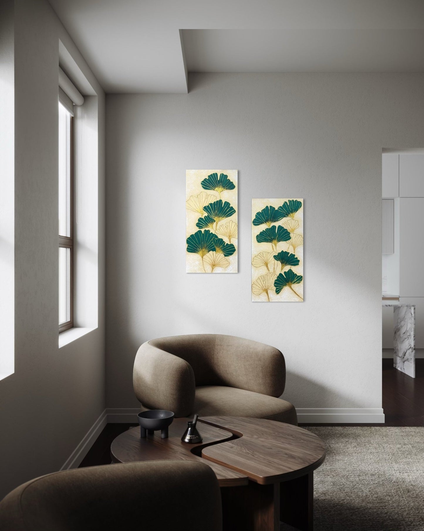Gingko Lush (Diptych) - Art Whims | Handcrafted Textured Art for Inspired Spaces