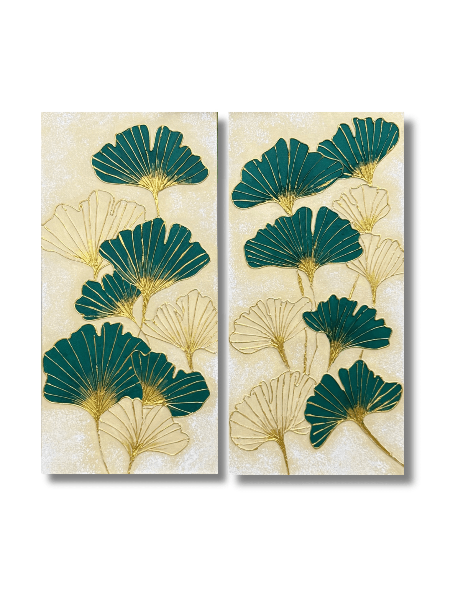 Gingko Lush (Diptych) - Art Whims | Handcrafted Textured Art for Inspired Spaces