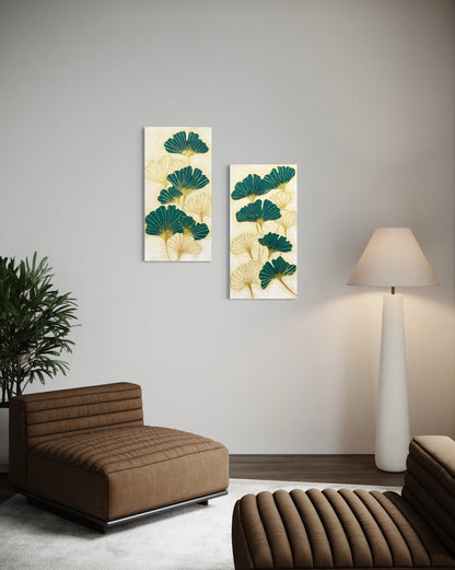 Gingko Lush (Diptych) - Art Whims | Handcrafted Textured Art for Inspired Spaces