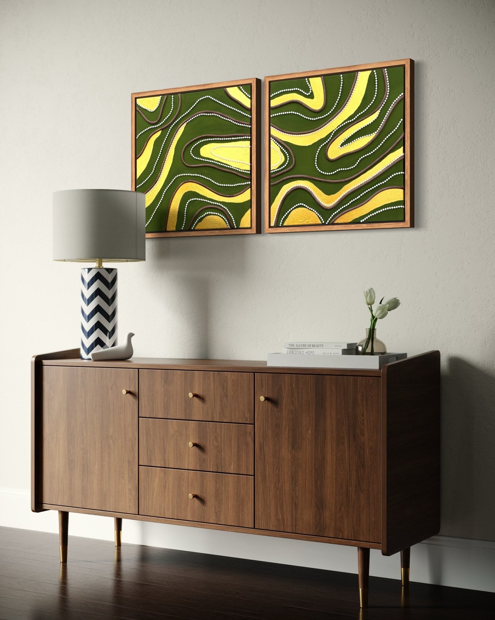 Topo Eco (Diptych) - Art Whims | Handcrafted Textured Art for Inspired Spaces