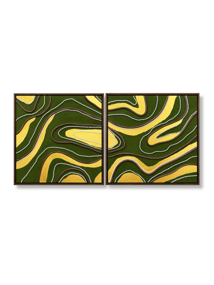 Topo Eco (Diptych) - Art Whims | Handcrafted Textured Art for Inspired Spaces