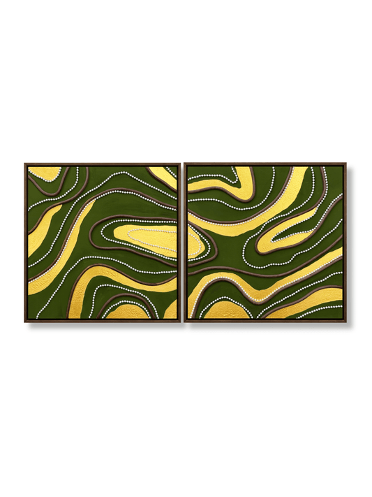 Topo Eco (Diptych) - Art Whims | Handcrafted Textured Art for Inspired Spaces